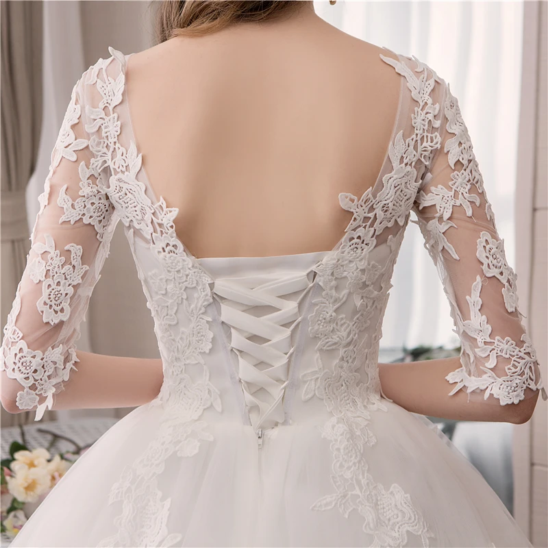 Новое поступление мусульманских свадебных платьев с коротким рукавом Vestidos de novia Милая Кружевная с открытой спиной аппликация платья Robe De Mariage 65