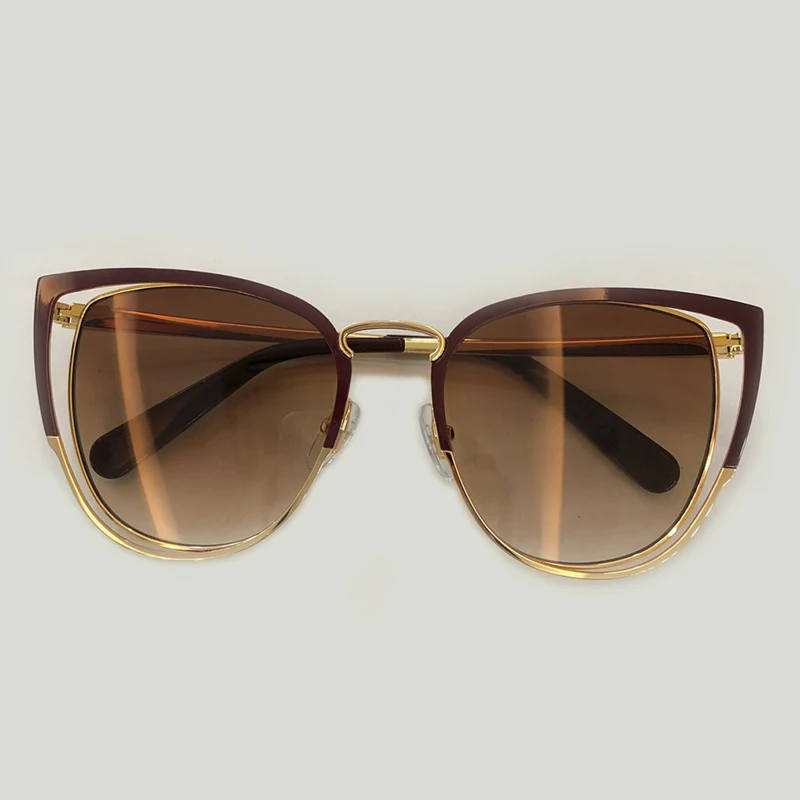 Fashion Cat Eye Sunglasses Women Brand Designer Retro Pierced Female Sun Glasses Oculos de Sol Feminino UV400 - Цвет линз: No 5