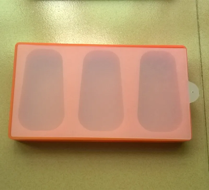 3-полости мороженое силиконовые инструменты для фруктового льда с крышкой для мороженого формователь кубиков льда лоток для мороженого на палочке 50 деревянные палочки, красная объемная точка, парафиновый принтер gelli