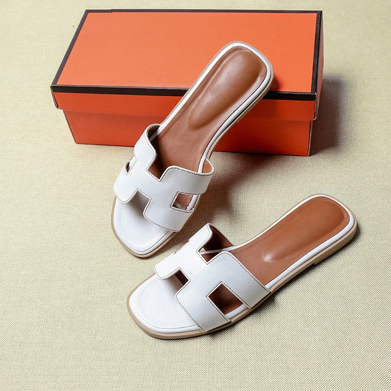 

Women Summer h ladies sandals ladies Fashion design sandals good quality flat shoes Candy Color Outdoor Holiday Slides 34 -43