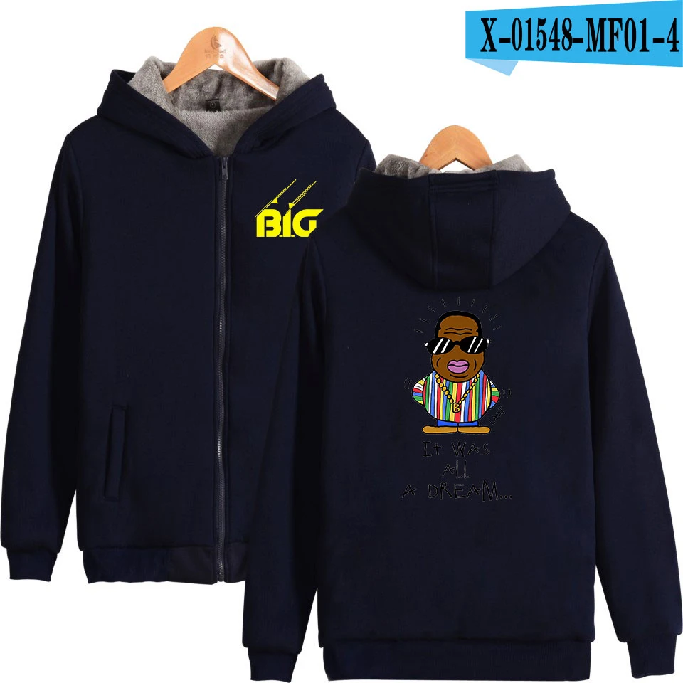 B.I.G BIGGIE модные куртки с напечатанным рисунком для женщин/мужчин с длинным рукавом на молнии с капюшоном теплые пальто горячая Распродажа уличная зимняя одежда - Цвет: navy blue