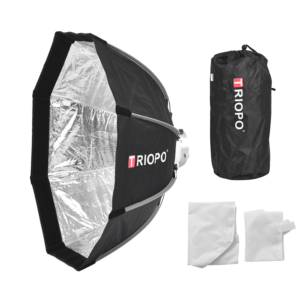 

TRIOPO 55cm / 65cm Foldable 8-Pole Octagon Softbox with Soft Cloth Carrying Bag Bowens Mount for Studio Strobe Flash Light