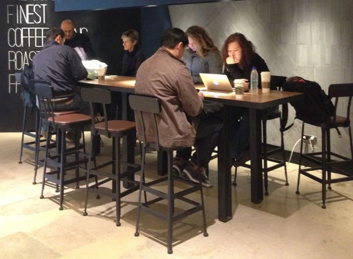 American Village Starbucks coffee chair antique leather chair stool bar