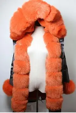 Настоящий мех кролика Американский военный парка с красной лисой меховой капюшон длинный женский Cmouflage армейское пальто с меховой подкладкой ватная куртка - Цвет: Color 22