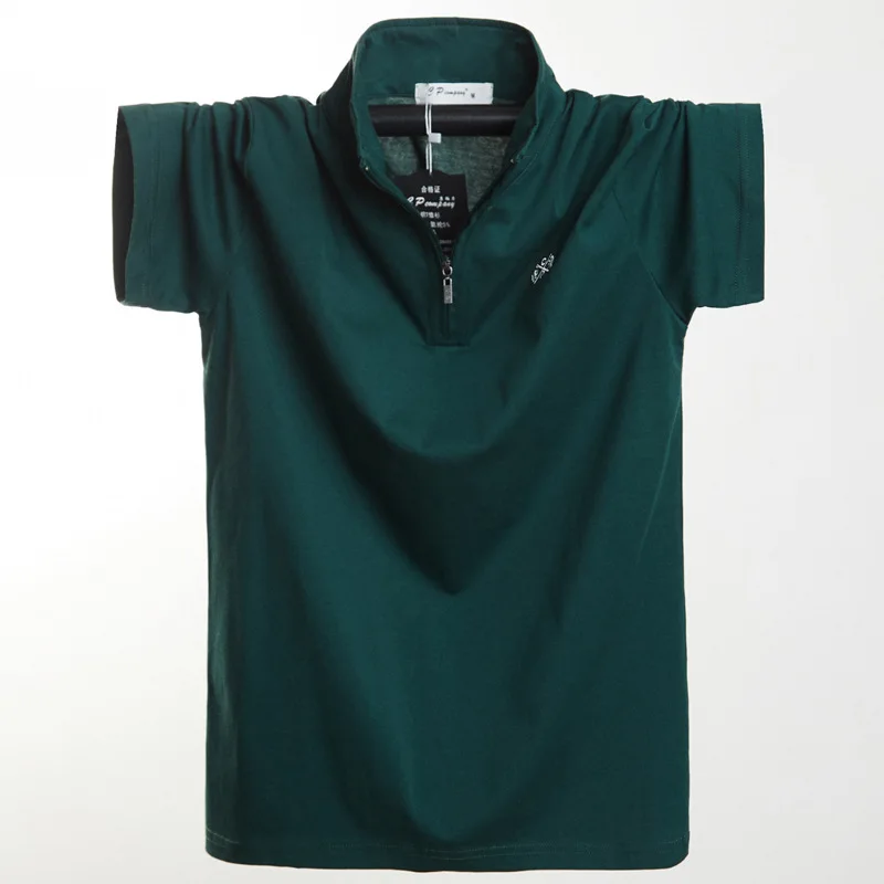 8899 Green Мужская рубашка поло с коротким рукавом размера плюс 4XL 5XL 6XL, высокое качество, 95% хлопок, чистый цвет - Color: 8899 Green