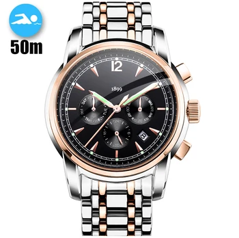 

50M Waterproof Mechanical Watches Mens Full Steel Skeleton Automatic Watch Men Diver Flying Tourbillon relogio masculino