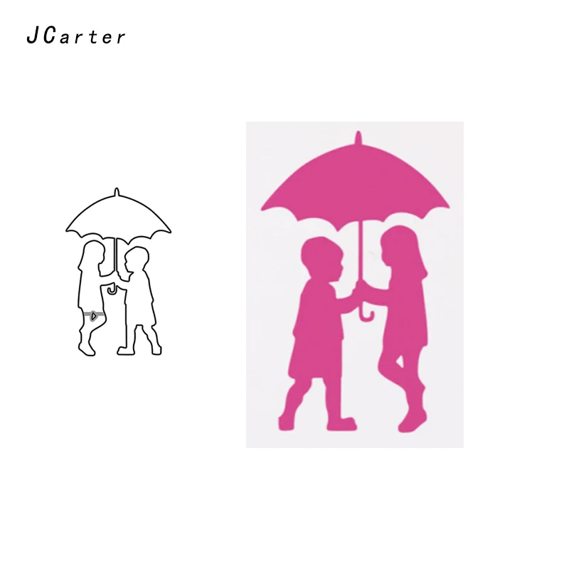 

JCarter Umbrella Boy and Girl Metal Cutting Dies for Scrapbooking DIY Embossing Folder Cards Photo Stencil Handmade Album Crafts