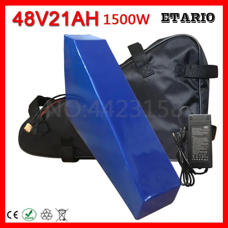 Горячая 48 V 20AH батарея скутера 1500 W 1200 W электрическая батарея велосипеда 48 V 20AH треугольная литиевая батарея с сумкой 40A BMS зарядка