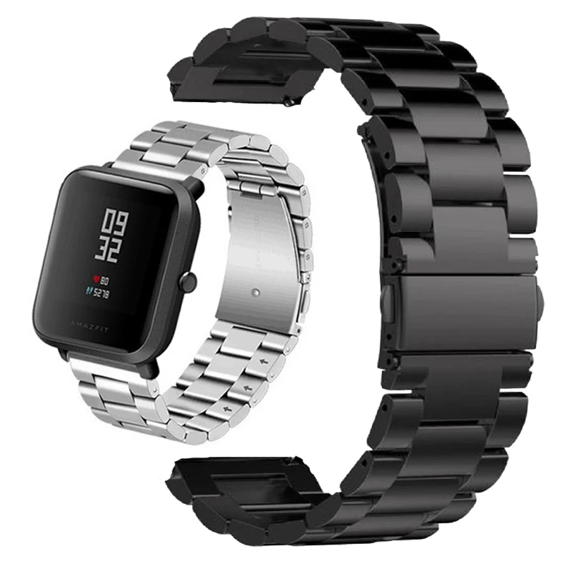 20 мм Браслет Для Xiaomi Huami Amazfit Молодежные металлические умные часы ремешок из нержавеющей стали стальной ремень для Amazfit Bip наручный ремешок