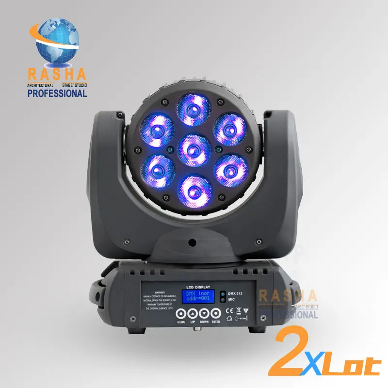 

2X LOT Rasha Hot Sale 7*12W Cree RGBW 4in1 LED Moving Head Beam,Stage Sharpy Moving Head Beam Light For Disco Xmas Party Event