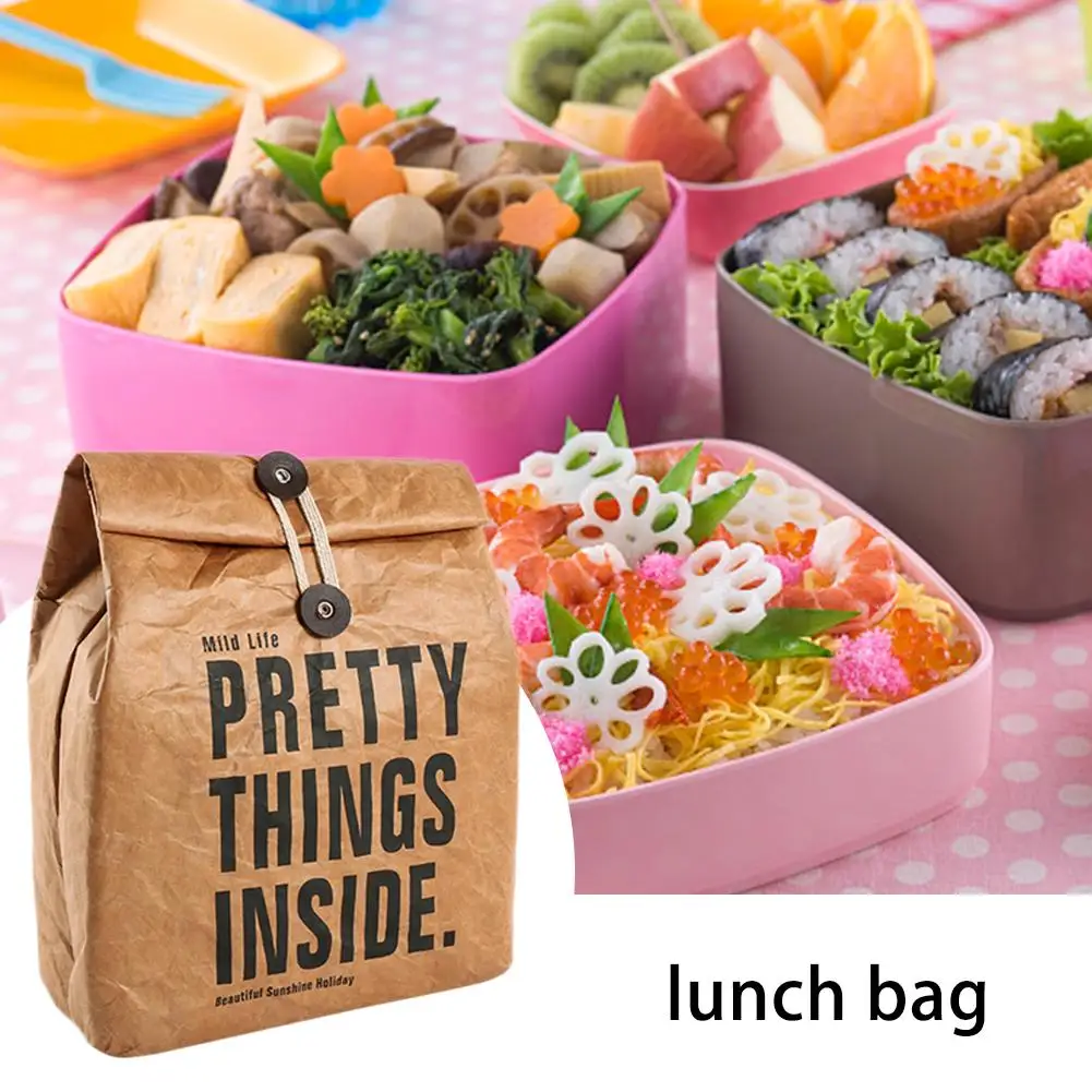 Коричневый бумажный мешок для обеда многоразовый мешок коробки прочный изолированный термальный бумажный мешок кулер для закусок контейнер для пикника