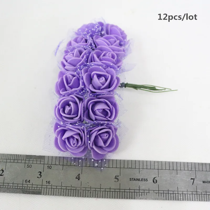 Flone 12Pcslot Mini Artificial Rose Flower Row Simulation Rose Bouquet Wedding Hand Flower Home Party Decor Flores Art (26)