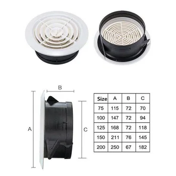 

Round Air Vent ABS Louver Grille Cover Adjustable Exhaust Vent for Bathroom Office Ventilation WWO66
