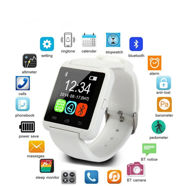 Bluetooth Смарт-часы U8 Смарт-часы для смартфонов Android Поддержка многофункциональных как DZ09 не для телефонов Android iOS смартфонов