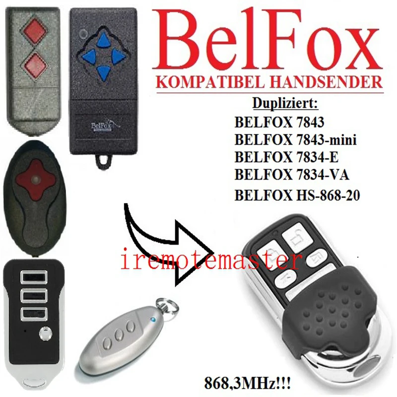 

5pcs BELFOX 7843 ,BELFOX 7843-mini replacement gate garage 868mhz remote control,BELFOX garage command