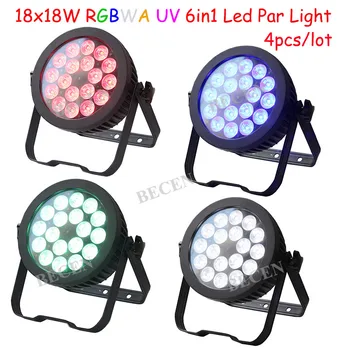 

4pcs 6in1 RGBWA UV 18x18w led par light Stage lighting for party DJ