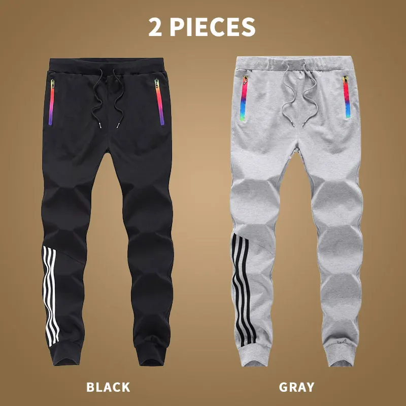 MT201 black grey 3 шт., Осенние штаны в стиле хип-хоп, мужские спортивные штаны, Хлопковые Штаны для бодибилдинга, бегунов, полосатые брюки, мужская спортивная одежда, 4XL 5XL, Pantalon Homme - Цвет: MT201 black grey