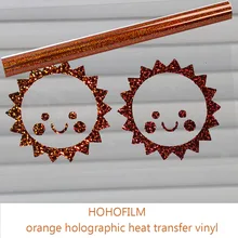 HOHOFILM оранжевый голографический теплопередача винил горячая печать винил одежда футболка Винил DIY Футболка 0,3 м/0,5 м/1 м/2 м/3 м мульти-размер