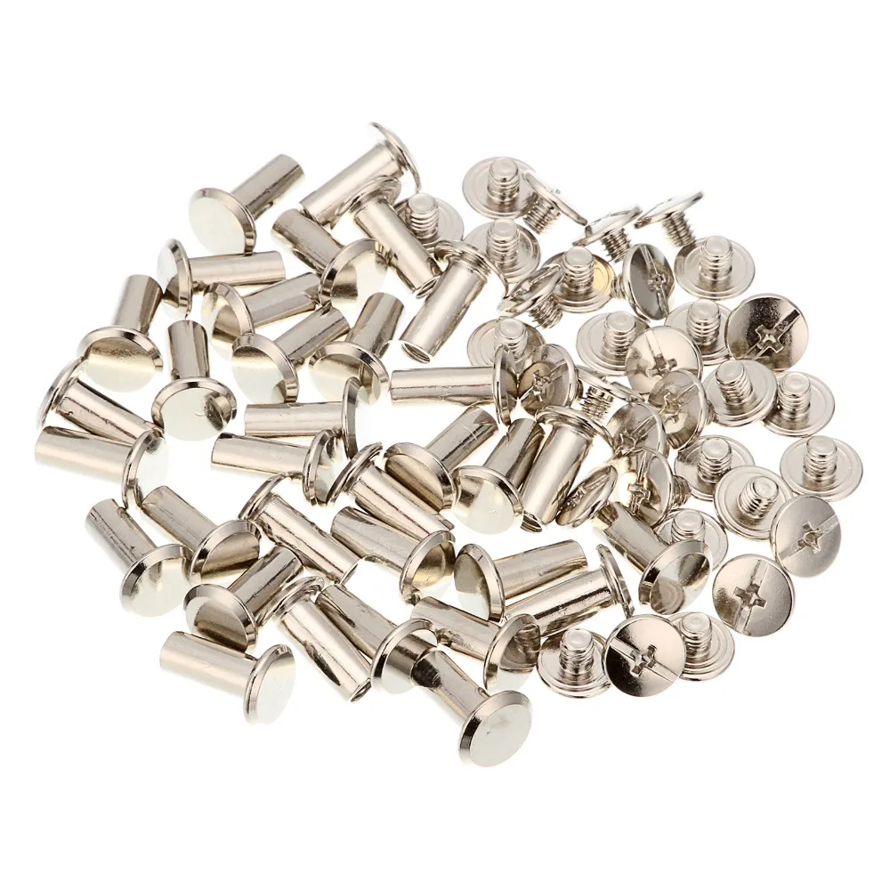 

100pcs M5x12mm Iron-nickel-plated screw books Fingertight Picture books screw rivets albums butt recipes leaflet nail M5Hardware