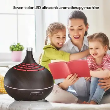 

400ml Hollow Wooden Grain Air Humidifier LED Timing Ultrasonic Humidifier Household Essential Oil Aromatherapy Aroma Diffuser