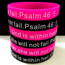 20 штук новая религиозная молитва Библии силиконовый браслет Для Мужчин's Для женщин браслет «Jesus» Бог внутри ее, она не подведет. ПС 46: 5