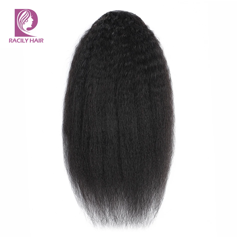 Racily волосы афро кудрявые прямые конский хвост человеческие волосы шнурок конский хвост Клип Ins Remy бразильские волосы конский хвост# 1B