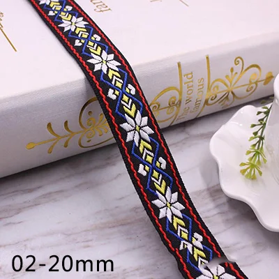 02-20mm Meetee 20 м 20/25 мм в этническом стиле ветер жаккардовая тесьма полиэстер кружевная с вышивкой Обрезка DIY Костюмы окантовкой украшения Материал RD030 - Цвет: 02-20mm