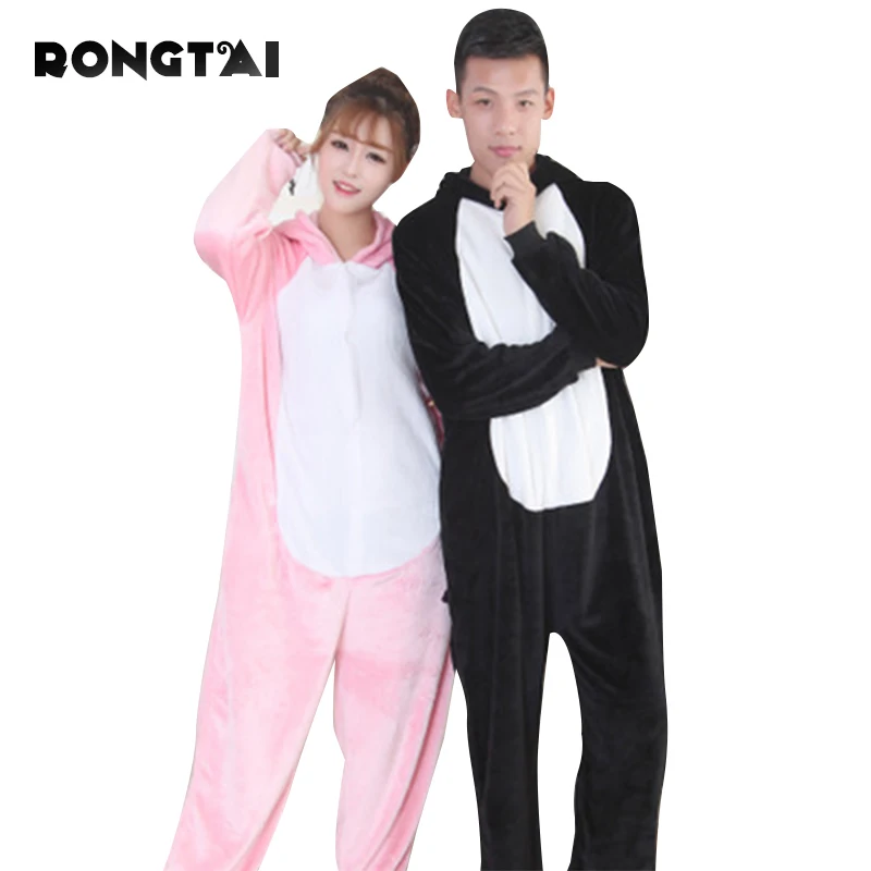 RONGTAI черный свинья девушка/мальчик пара пижамы Onesie фланель комфорт дома большой