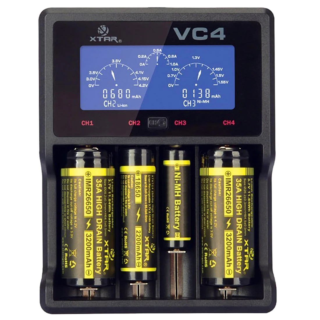 

XTAR VC4 LCD Screen USB Battery Charger 18650 26650 32650 14500 AA AAA LD489