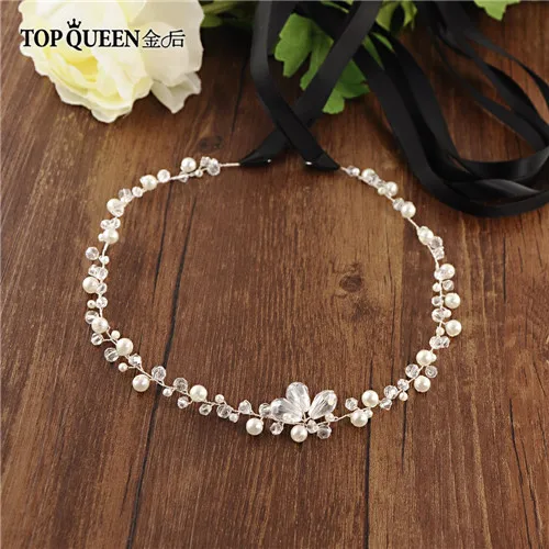 Black ribbon TOPQUEEN SH148 свадебные ленты свадебный пояс для невесты Свадебные аксессуары серебряный пояс изготовлен из жемчуг и горный хрусталь - Цвет: Black ribbon
