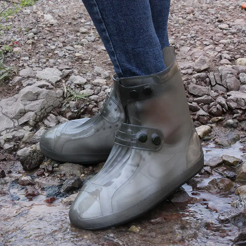 Lizeruee/Водонепроницаемая защитная обувь; чехол для обуви; унисекс; с пряжкой; для дождливой обуви; с высоким берцем; нескользящие; утепленные; для дождливой обуви; Чехлы - Цвет: Grey