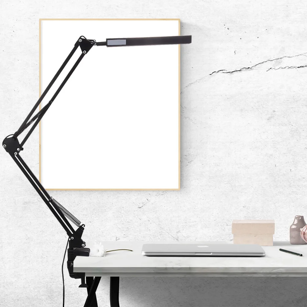 Students Folding LED Desk Lamp Eye Protection USB Table Lamp TouchSensor Switch Iron Long Arm Clip-on Desk Light LED Table Lamps