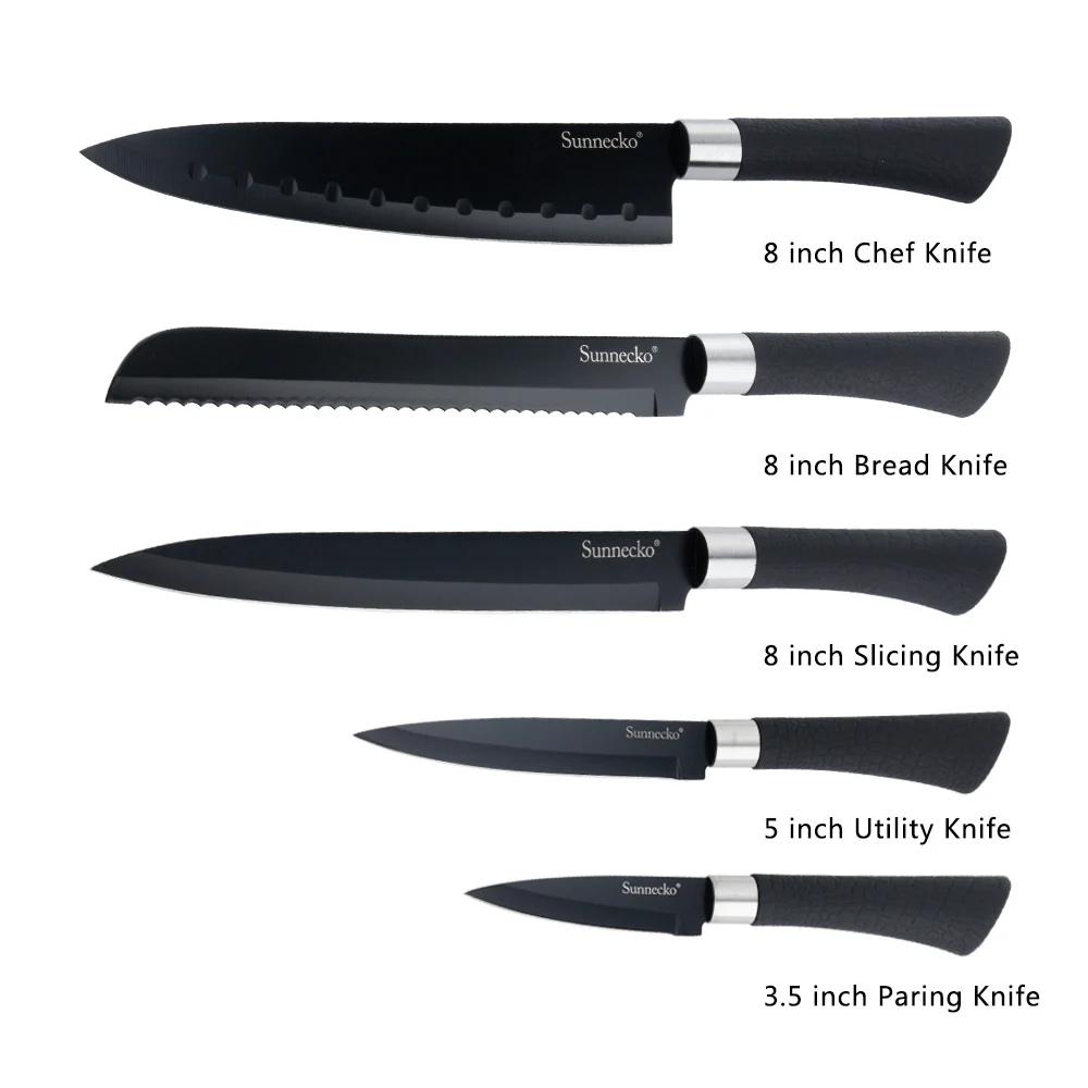 5pcs Knife Set Высокое качество SUNNECKO набор кухонных ножей 5 шт./лот из нержавеющей стали поварские кухонные ножи антипригарное лезвие для пищевого резака - Цвет: 5pcs Knife Set