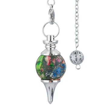 

SUNYIK Sea Sediment Gem Ball Healing Dowsing Reiki Chakra Pendulum Chain