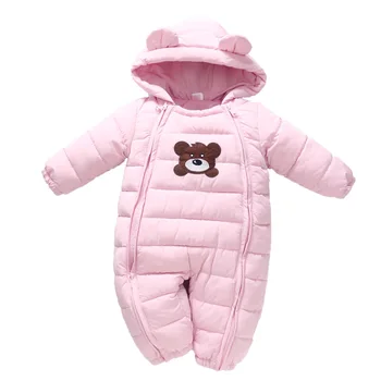 

Newborn Baby Girls Down Rompers 2018 Winter Thick Warm Toddler Hooded Jumpsuit Kids Outwear Baby Boys Rompers Cotton Clothing