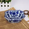 European dry fruit tray blue and white underglaze and paintedirregular shape ceramic fruite plate 1