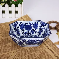 European dry fruit tray blue and white underglaze and paintedirregular shape ceramic fruite plate 1