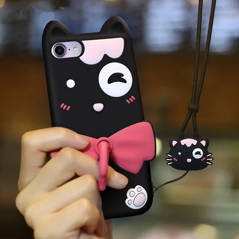 Картонная чехол для iPhone 6 s/6 Plus/8/i8 Plus/X, защитный чехол для мобильного телефона с ремешком и держателем кольца для пальцев, черный - Цвет: iphone8