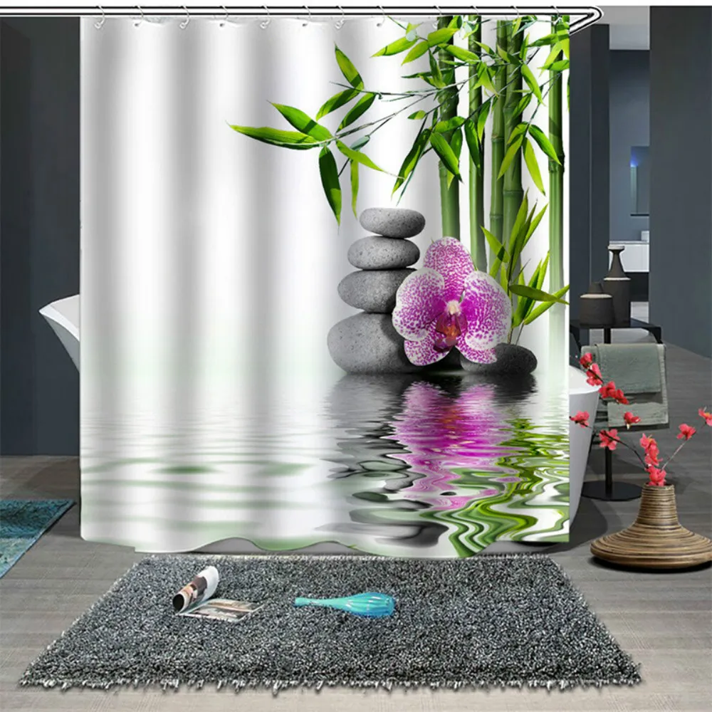 Cilected Landscape Printing Waterproof Shower Curtain Polyester Landscape Painting Bathroom Curtain Hanging Cloth With 12 Hooks - Цвет: YL010-224