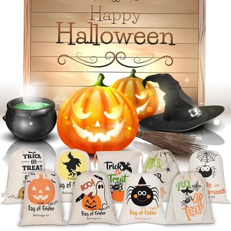 Новинка 2018 брезентовые пакеты с Тыквой и пауком сумка на шнурке подарочные для