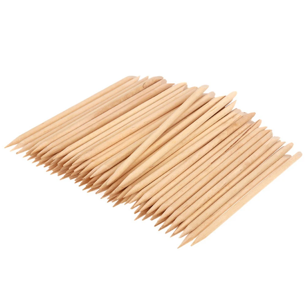 

100Pcs Pusher Nail Art Long Professional Multifunctional Design Clean Wood Stick Double Ended Manicure Care Cuticle Removal