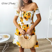 WildPinky 2019 Women Summer Dress Boho Style Floral Print Off Shoulder Ruffles Beach Dress Loose Mini Party Dress Vestidos WildPinky 2019 Women Summer Dress Boho Style Floral Print Off Shoulder Ruffles Beach Dress Loose Mini Party Dress Vestidos