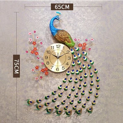 Большие алмазные кварцевые настенные часы Павлин Декор для дома гостиной/спальни немой простой современный настенные часы Современные цифровые настенные часы - Цвет: 2