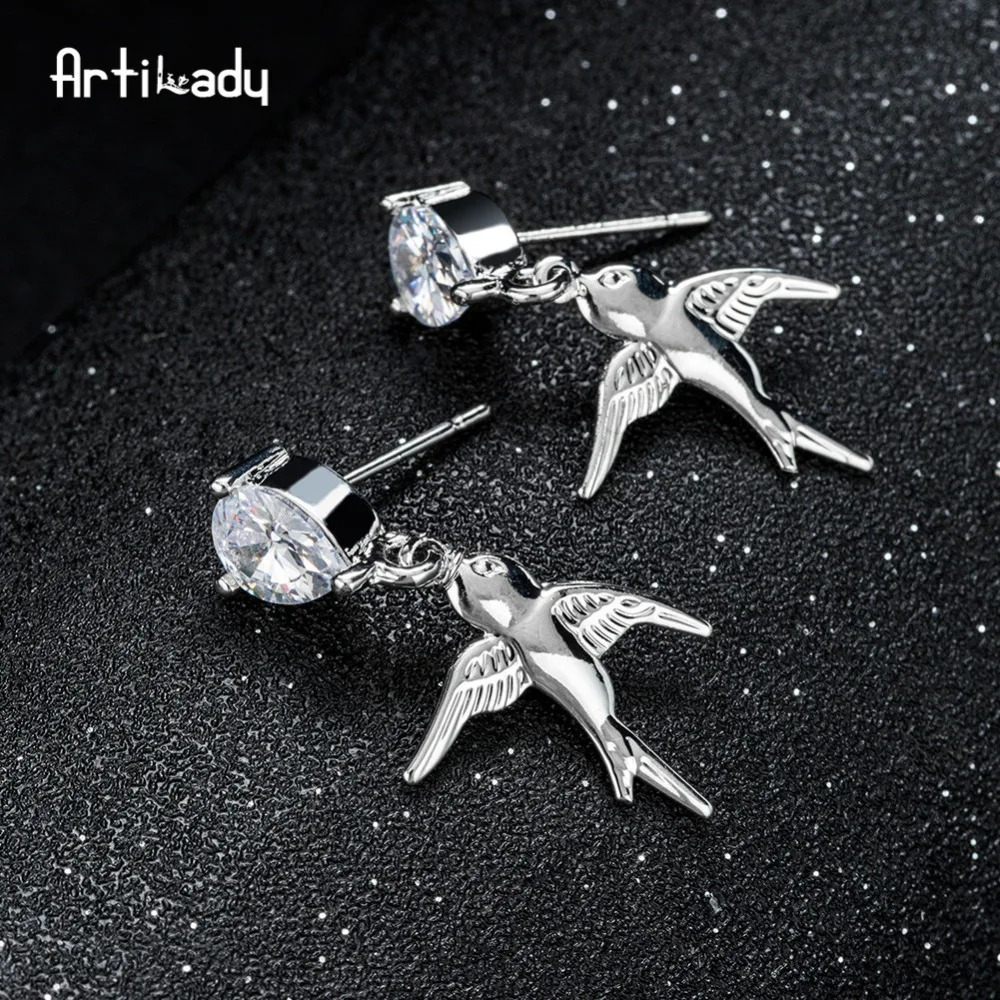 

Artilady Spring Bird drop earrings Swallow crystal dangle earring for women jewelry party gift