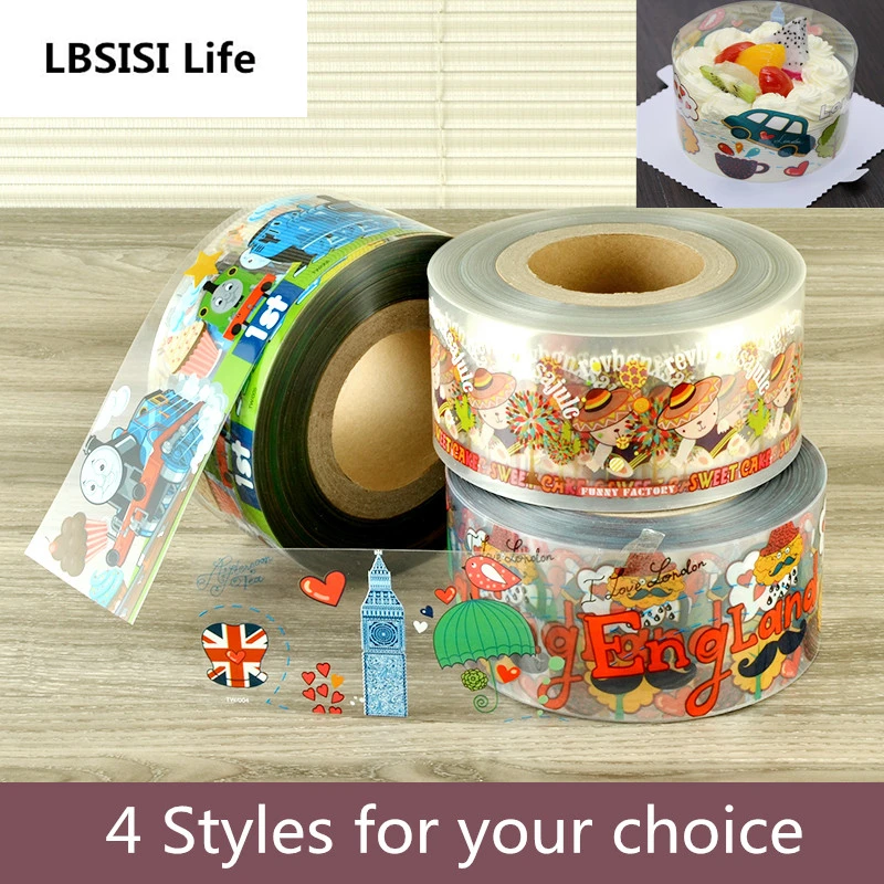

8cm Colorful Cartoon Car Mousse Cake Around Sides of Soft Transparent PET Film Side Decorative Paper Baking Packaging Small Wai