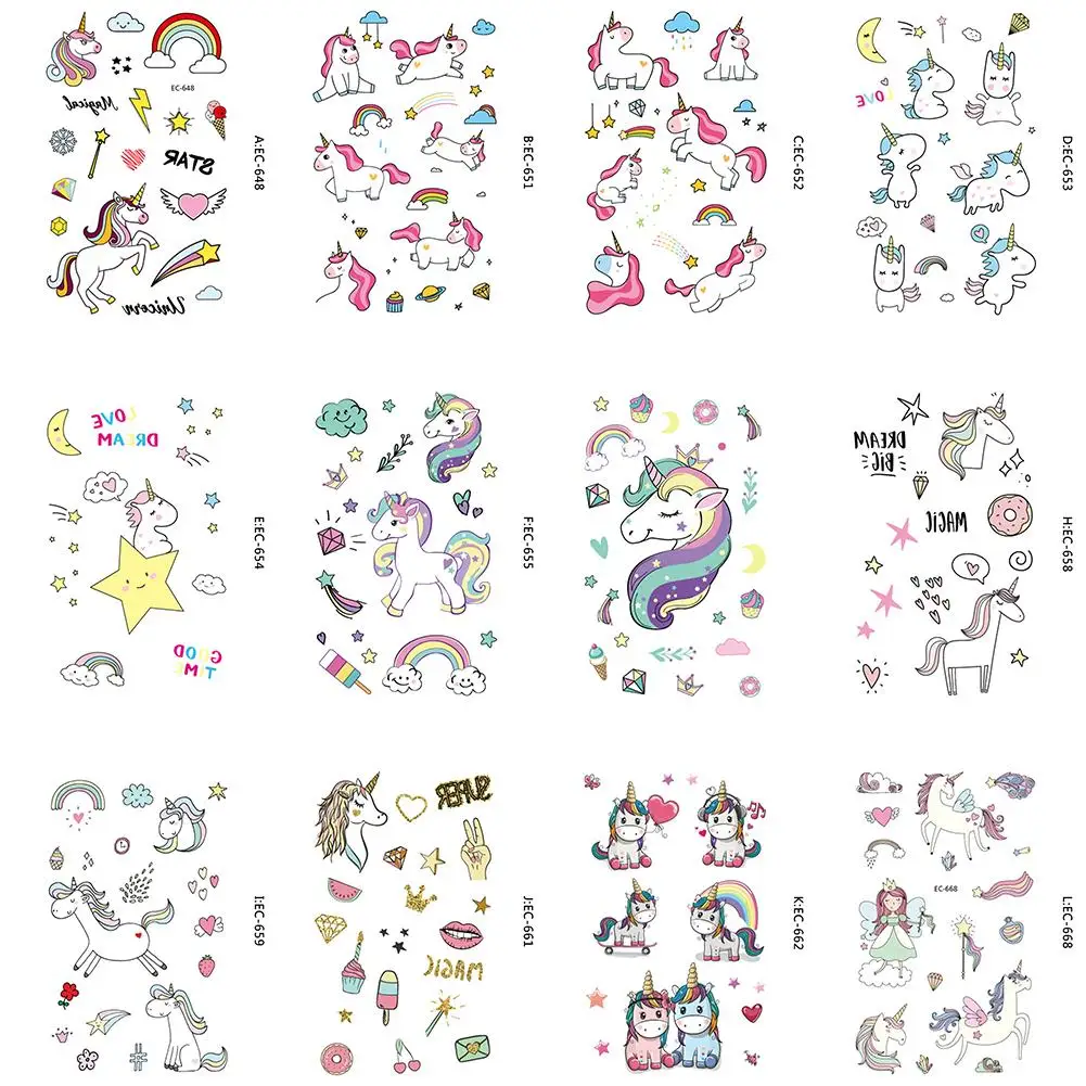 

Cute Unicorn Disposable Temporary Tattoo Cartoon Sticker Birthday Party Decorations Unicorn Party Decorations Kids Favors