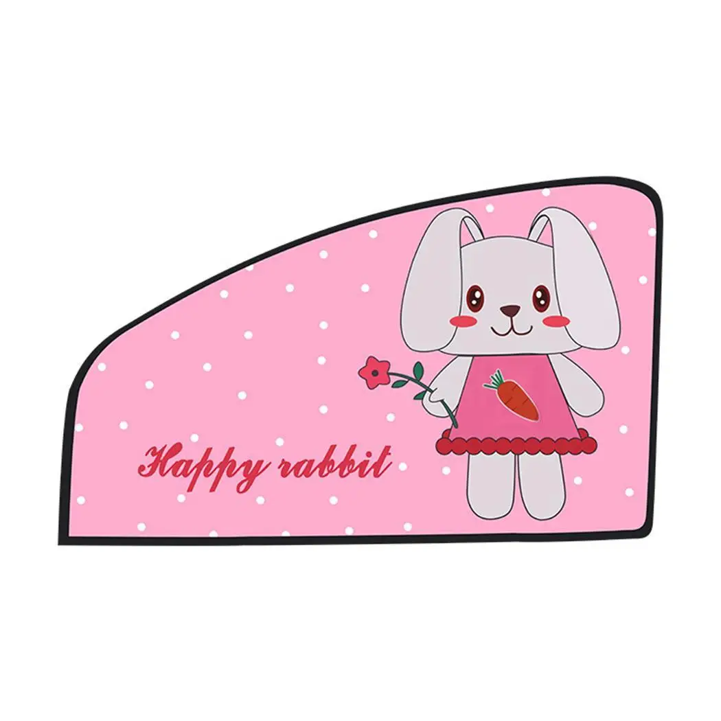 rabbit right 1pc Двухслойная Солнцезащитная Выдвижная мультяшная Магнитная функция Автомобильная шторка общая около 80 г солнцезащитный козырек - Цвет: rabbit right 1pc