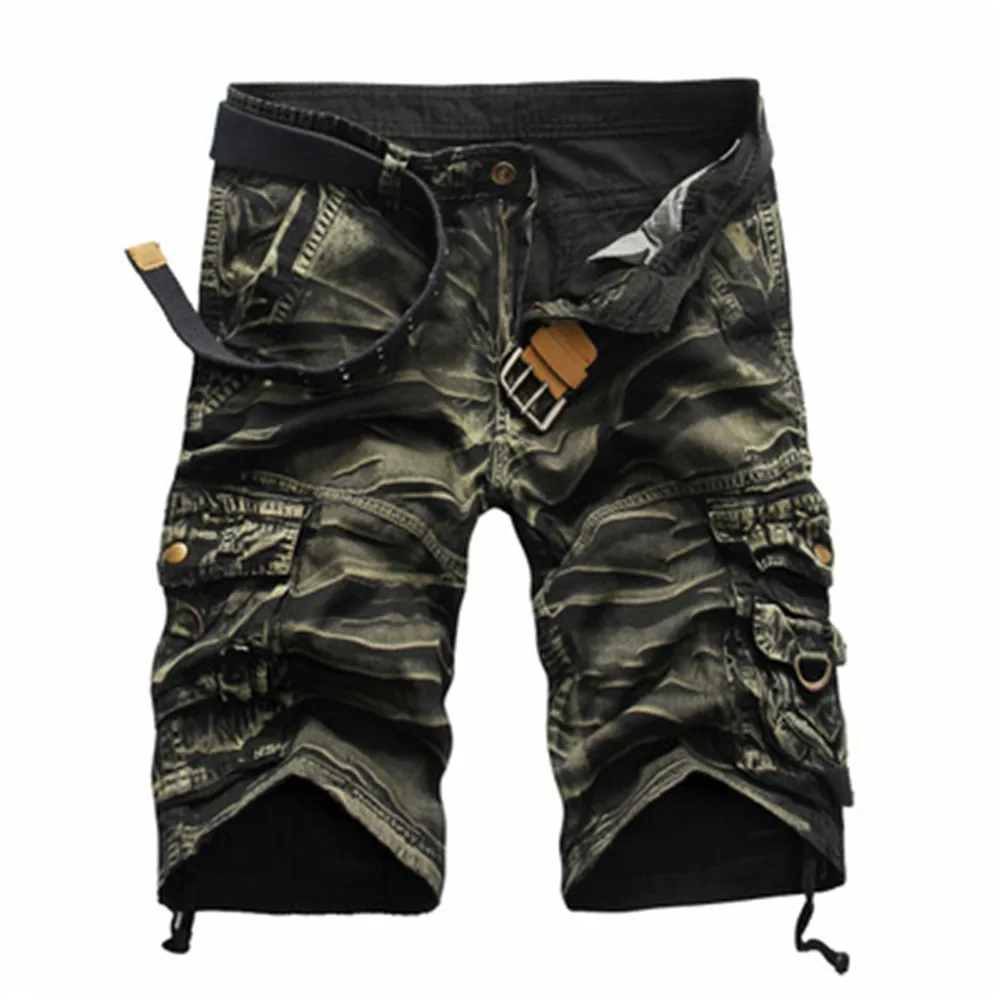 green camouflage Мужские шорты Карго, крутые, камуфляжные, летние,, хлопковые, повседневные, мужские, короткие штаны, удобная брендовая одежда, камуфляжные, мужские шорты Карго - Цвет: green camouflage