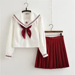 Красный белый моряцкий костюм косплей школьный класс с длинным рукавом костюмы Сакура Дизайн наборы новая школьная форма для девочек JK