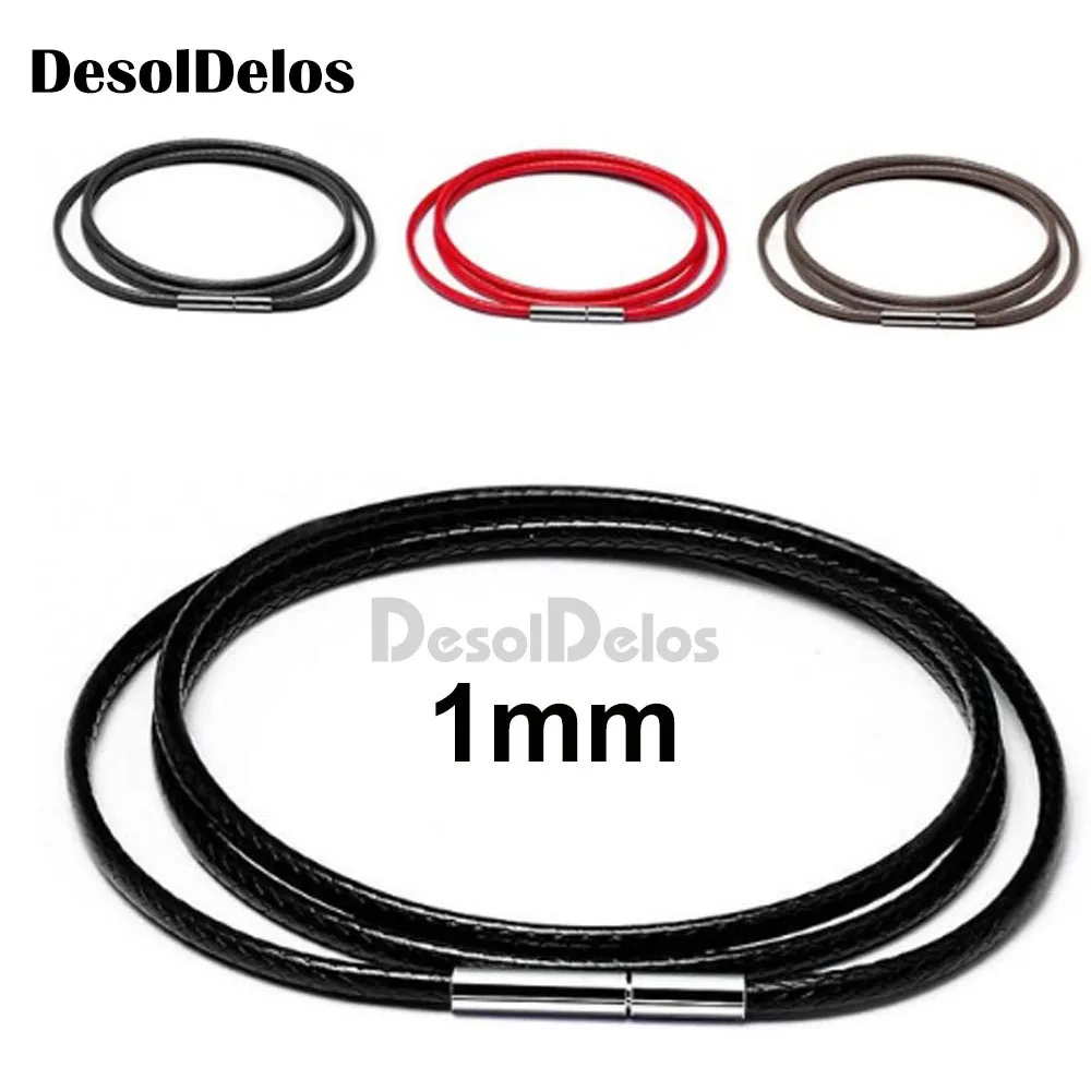 

3pcs/lot Necklace Cord Leather Cord String Wax Rope Lace Chain With Stainless Steel Rotary Buckle For Diy Bracelet Jewelry 1-3mm